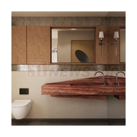 Évier de salle de bain en travertin rouge naturel, design personnalisé, prix de gros usine Newstar, à suspendre ou autoportant en marbre