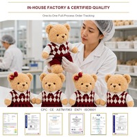 Ensemble de peluches d'ours mignons pour couple, couleur beige, avec gilet en tricot diamanté, animal en peluche pour cadeau de mariage et décoration d'intérieur confortable