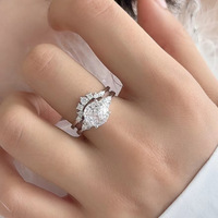 Ensemble de bagues de fiançailles personnalisées en moissanite pour femme, 2 carats, couleur D, VVS, argent sterling 925, avec certificat