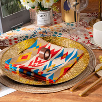 Ensemble de chemins de table élégants, luxueux, rustiques, bohèmes, floraux, avec pompons, serviettes en tissu vintage professionnelles, anneaux de serviette, décoration de table