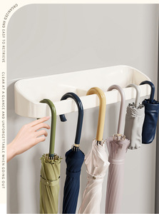 Support mural moderne en plastique pour 4 parapluies, organisateur de rangement pour parapluies - Product Image 3