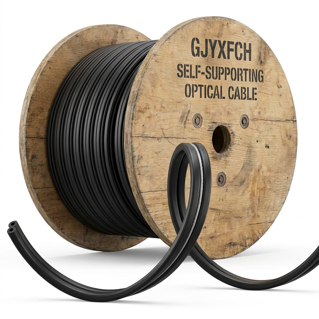 ZAWEDA Brand FTTH 1/2/4 Core Single Mode LSZH Optical Fiber Drop Cable with Steel Wire in Wooden Reel for Communication Purposes