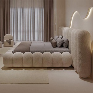 Móveis de Quarto Personalizados Camas Estofadas em Tecido Modernas Luxuosas Tamanho King Size Queen Size Estruturas de Cama de Madeira Dupla - Product Image 3