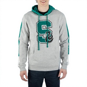 <b>Men</b> Gray Hooded Sweatshirt Green S Logo Casual <b>Pullover</b> Fleece Hoodie Regular Fit Autumn Wear - Product Image 1