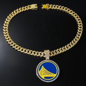 Kalung Liontin Tim Olahraga Grosir Berkualitas Tinggi, Rantai Kuba Lapis Perak/Emas Trendi untuk Pesta Ulang Tahun - Product Image 6