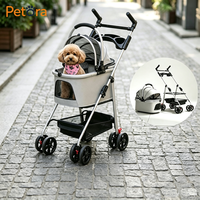 Poussette de voyage compacte et légère Petora, pliable facilement, avec capote amovible, poussette pour animaux de compagnie pour les visites chez le vétérinaire, les pique-niques, les sorties du week-end