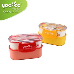 Kotak Makan Siang Bento Anak-anak, Tempat Menyimpan Kotak Makanan Plastik untuk Anak-anak Gaya Jepang 3 Lapis Wadah