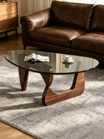 Table basse en verre pour salon, style minimaliste, moderne du milieu du siècle, pour petits espaces, d'inspiration française, de forme irrégulière, table créative