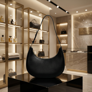 Sac à bandoulière demi-lune beige en cuir PU, sac à main sous le bras avec fermeture éclair et sangle unique pour usage quotidien - Product Image 2