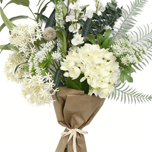 Ramo Artificial Blanco y Verde con Hojas de <span class=keywords><strong>Eucalipto</strong></span> y Helecho, Flores Artificiales Mixtas para Regalo de Novia, Centro de Mesa - Product Image 6