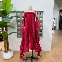 Robe longue de haute qualité, sexy, sans bretelles, avec tresses et plis, idéale pour les banquets et les voyages