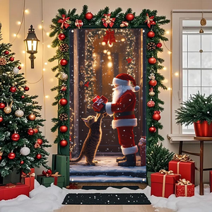 Décoration de porte de Noël amusante pour la veille de Noël, fond de porte suspendu pour les fêtes de Noël - Product Image 5