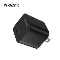 Chargeur USB-C PD intelligent WISESIR 20W GaN avec protection contre la surchauffe QC3.0 OTP, efficacité PPS 92% pour la charge ultra-rapide du S23
