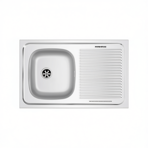 Fregadero de Cocina de Acero Inoxidable para Encimera, 80x50 cm, con Escurridor a la Derecha - Product Image 3