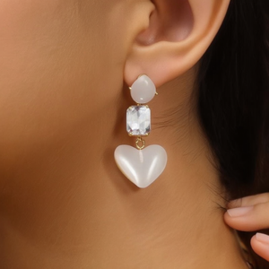Fashion Drop <b>Earrings</b> 316L Stainless Steel PVD Gold Plating Heart Shape Crystal Dangle Elegant Women Jewelry - Product Image 3