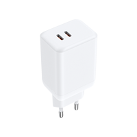 Adaptateur de voyage standard brésilien ROHS CE ANATEL 65W GaN Tech PD avec 2 ports USB-C, chargeur mural rapide pour smartphone