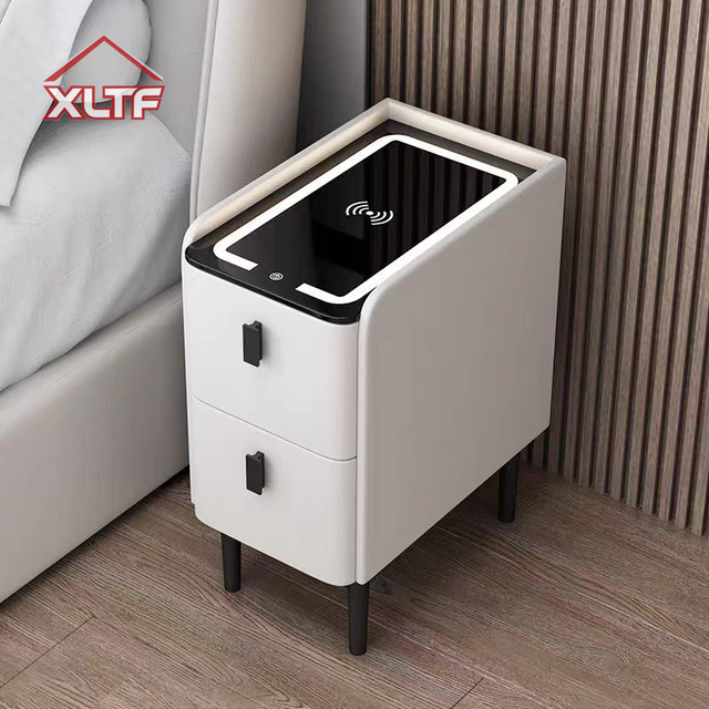 Ultra-narrow Modern Smart Bedside Table Wireless Charging LED Light Eco-Friendly Design Small Size for Living Room Bedroom 2