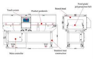 Détecteur de métaux à écran tactile pour emballages alimentaires, système multifréquence pour sacs en aluminium, matériau SUS 304, IP54, DYX-605 Fo - Product Image 6