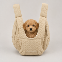 Sac à bandoulière matelassé en polyester YAOYUE pour petits chiens, kaki, sac de transport pour animaux de compagnie, double sangle large, grande ouverture respirante à l'avant