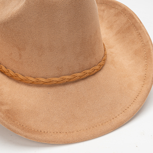 Premium Suede <strong>Cowboy</strong> <strong>Hat</strong> Elegant Beige Wide Brim Braid Leather Strap Men Women Luxury Casual Outdoor Party Headwear - Product Image 4