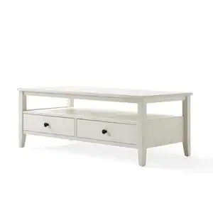 Modern And Stylish Design Coffee Table Wooden Coffee Table With 2 Large Drawers And Open Shelves