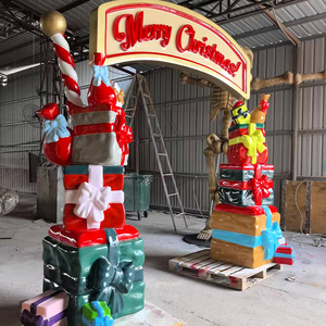 Statue géante d'arche <span class=keywords><strong>de</strong></span> Noël en fibre <span class=keywords><strong>de</strong></span> verre pour décoration extérieure, avec boîtes cadeaux empilées, pour cadeaux <span class=keywords><strong>de</strong></span> Noël surdimensionnés - Product Image 4