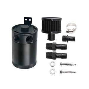 Automotive Oil Catch <b>Can</b> With <b>Air</b> Filter Dual Flow 2 Hole Aluminum Alloy Black For Retrofit Upgrade - Product Image 3