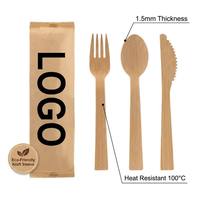 Ensemble de couverts jetables écologiques personnalisés avec logo imprimé, biodégradables et recyclables, cuillères, couteaux et fourchettes en bambou pour fêtes et restaurants