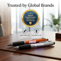 Stylet lumineux LED en plastique écologique avec logo laser personnalisé, corps lumineux, 3-en-1, cadeau promotionnel d'entreprise, cadeau d'événement