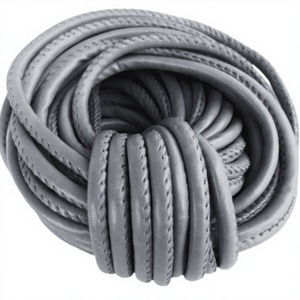<b>Leather</b> <b>Cord</b> Round Stitched Gray Roll For Bracelet Making Jewelry Findings - Product Image 1