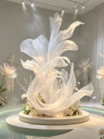 G-79 Élégant support floral surdimensionné en tissu transparent pour exposition, idéal pour la décoration de lieux de mariage, salles commerciales et vitrines