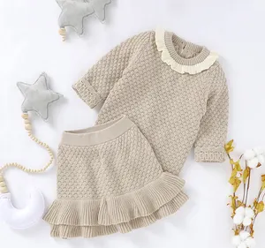 Mode Baby Meisjes Kleding Herfst Winter Warm Gebreide Pasgeboren Baby Lange Mouw Truien Shirt + Rok Outfits Sets 2 Stuks knitwear