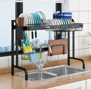 Over Sink Dish Drying Rack Adjustable Metal Dish Drainer For Kitchen Storage Shelf Countertop Organization