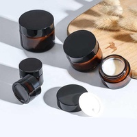 Pot en verre ambré pour cosmétiques avec couvercle, disponible en 5g, 10g, 15g, 20g, 30g, 50g, 100g