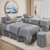 Housse de lit de spa en tissu doux, respirant et portable, avec jupe de table de massage professionnelle à volants pour salon de beauté et tatouage