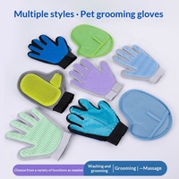 Gant de toilettage pour animaux à cinq doigts, à poils doux, pour le brossage, le bain, le massage et la désépaississement des poils des chiens et des chats, pour la main gauche et la main droite
