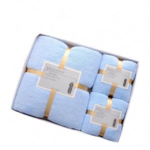 Ensemble de 3 serviettes de bain absorbantes en microfibre corail de luxe pour la salle de bain, serviettes pour le visage et les mains, idéales pour la natation - Product Image 1