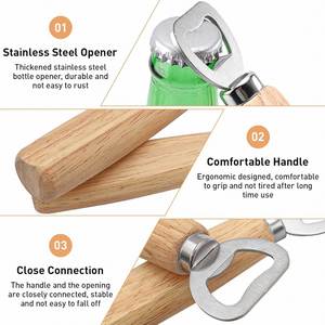 Ouvre-bouteille en acier inoxydable en gros avec manche en bois, cadeaux promotionnels personnalisés, impression de logo en sérigraphie - Product Image 4