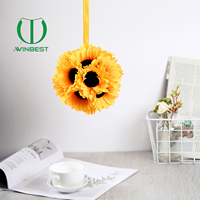 Boule de tournesol artificielle en soie en gros, fleur artificielle pour mariages, centres de table, décorations murales et de plafond