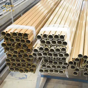 Anodized electrophoretic gold mill finish curtain rail rod aluminium profile round tube