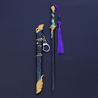 Marchandises de jeu : Modèle de jouet en alliage de sabre Shaoyang, style chinois, type Yataghan de la dynastie Tang, noir et or, antique, avec carte DIY