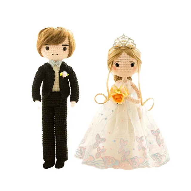 TK 수제 Amigurumi 웨딩 인형 크로 셰 뜨개질 신부, 결혼식을위한 최고의 선물