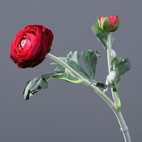 Rangkaian Bunga Ranunculus Peony Kecil Berkepala Dua Buatan untuk Dekorasi Rumah, Pernikahan, Hotel, dan Alat Peraga Fotografi