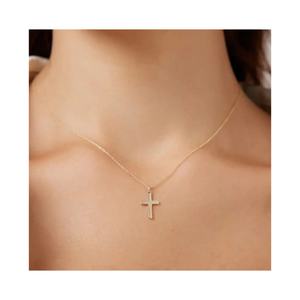 Joyería de Moda, Collares Minimalistas con Colgante de Cruz Cristiana para Mujer, Chapado en Oro de 18K, Acero Inoxidable, Collar Sencillo, Regalo - Product Image 1