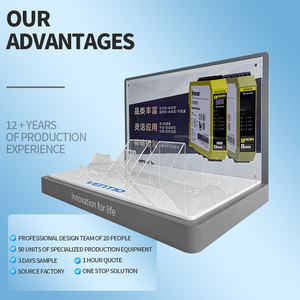 Support d'affichage multifonctionnel moderne 3+3 avec panneau magnétique détachable, base épaisse, banque d'alimentation, support transparent, électronique - Product Image 4