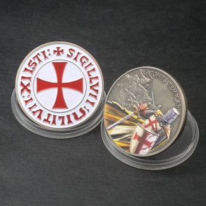 Cavaliere templare antico bronzo moneta commemorativa religione <span class=keywords><strong>giuramento</strong></span> prega sempre croce rossa Souvenir regalo moneta di rame - Product Image 3