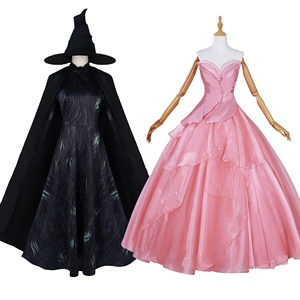 Movie Wicked Glinda Cosplay Costume Femmes Rose Fantaisie Robe Femme Sorcière Déguisement Jupe Tenues Halloween Costumes - Product Image 1
