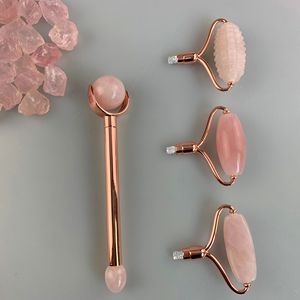 2019 Cadeau de noël Rose <span class=keywords><strong>Quartz</strong></span> Rouleau Masseur 100% Réel Naturel BRICOLAGE Détachable Rose <span class=keywords><strong>Quartz</strong></span> Jade Rouleau - Product Image 5
