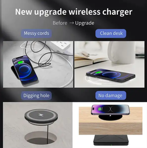 <span class=keywords><strong>Chargeur</strong></span> sans fil dissimulé pour bureau en bois dur 10W, <span class=keywords><strong>chargeur</strong></span> à <span class=keywords><strong>induction</strong></span> longue portée 50mm, personnalisation de l'emballage OEM - Product Image 3