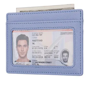 Importation de produits hors taxes GRS PU mince portefeuille porte-cartes en cuir LOGO personnalisé minimaliste dames RFID porte-cartes